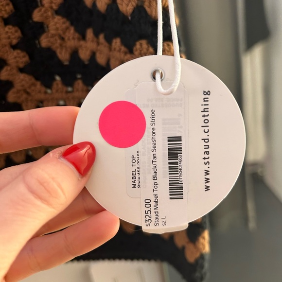 Staud Mabel Top Black & Tan Seashore Stripe - Picture 4 of 5